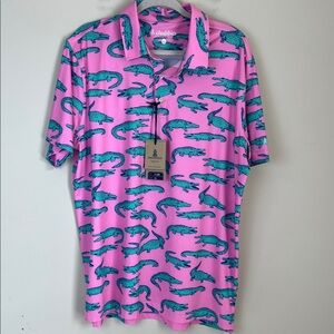 Chubbies Pink and Blue Alligator Polo Shirt